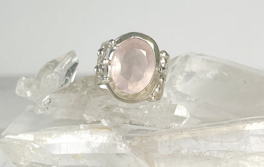 Sterling Silver Ring with Rose Quartz