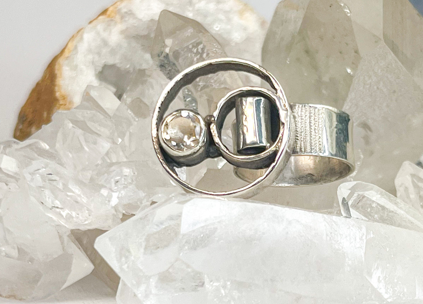 Quartz Sterling silver ring the pop collection