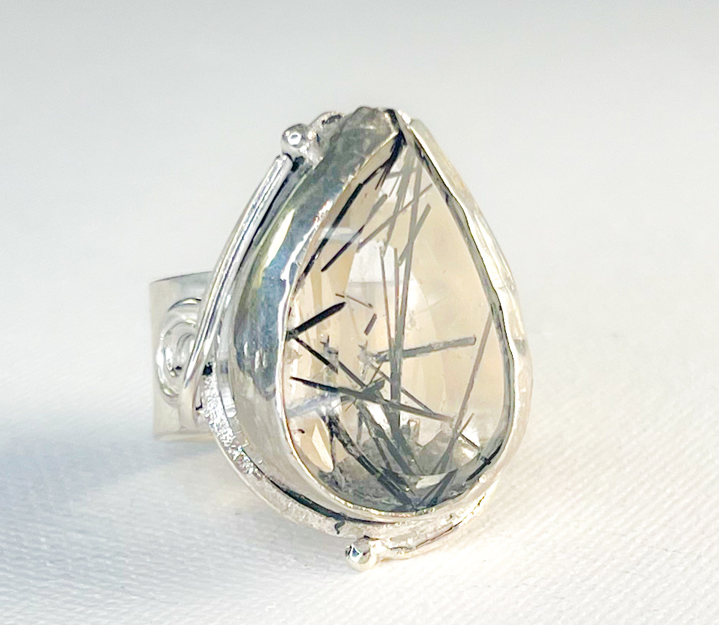 Sterling Silver Ring with Rutilated Quartz