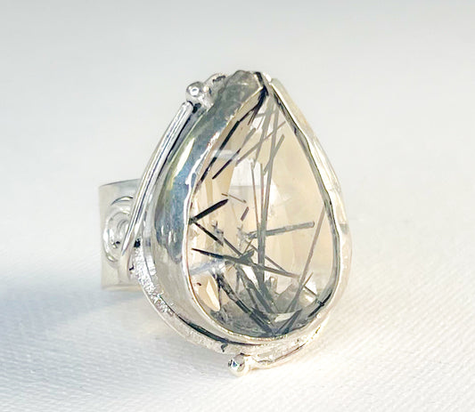 Sterling Silver Ring with Rutilated Quartz