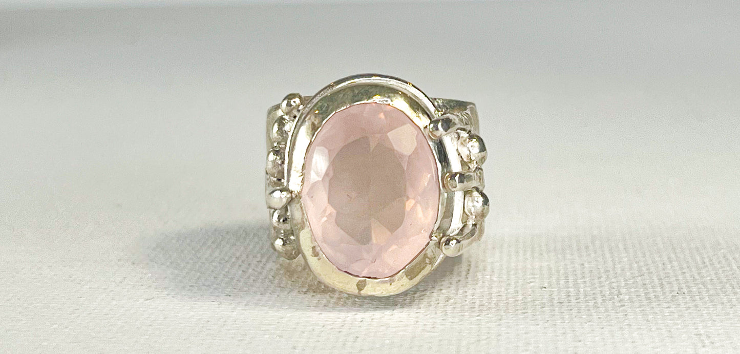 Sterling Silver Ring with Rose Quartz