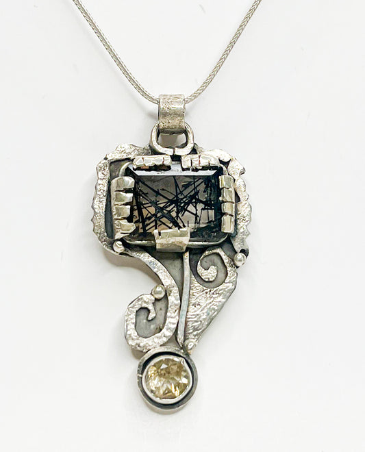 Rutilated Quartz Necklace with Citrine – A Radiant Blend of Elegance and Energy