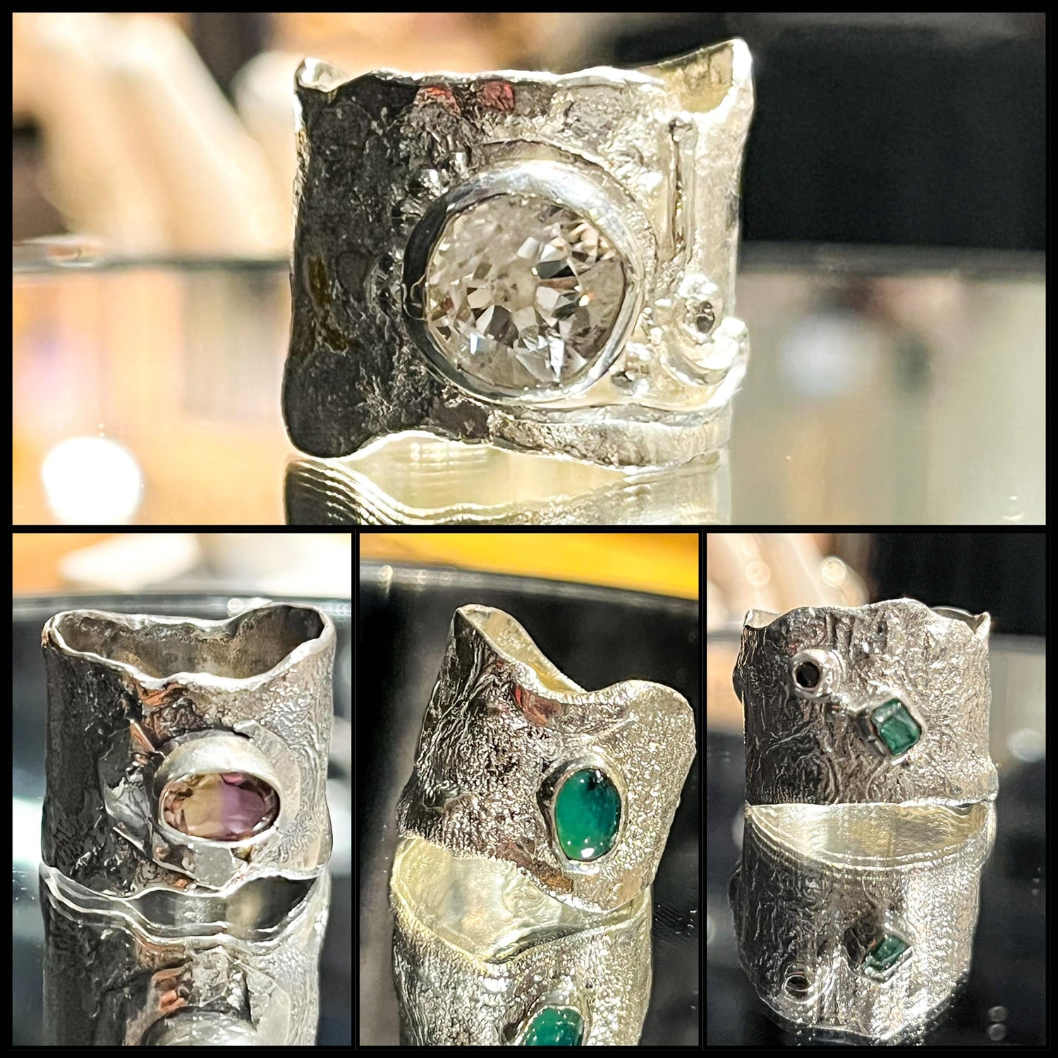Silver ring with Peruvian Opal
