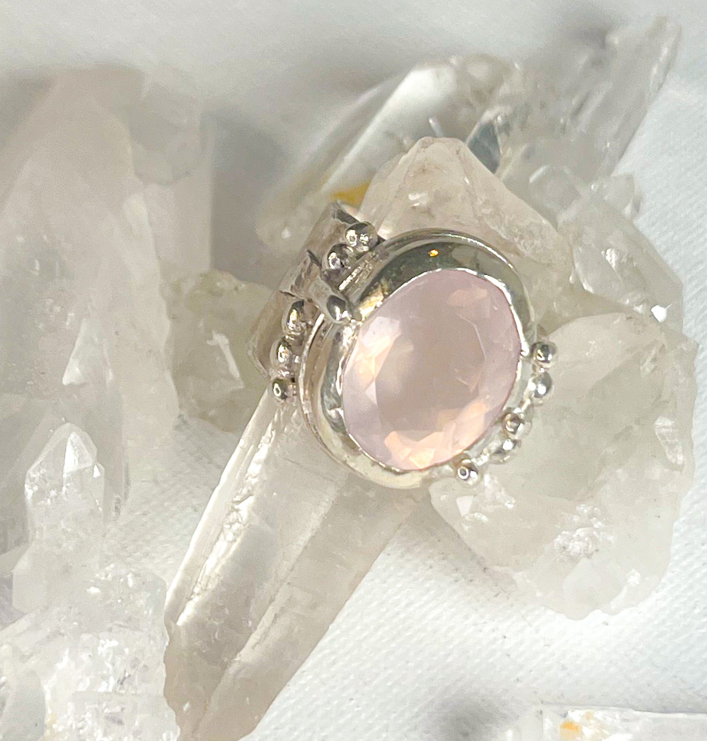 Sterling Silver Ring with Rose Quartz