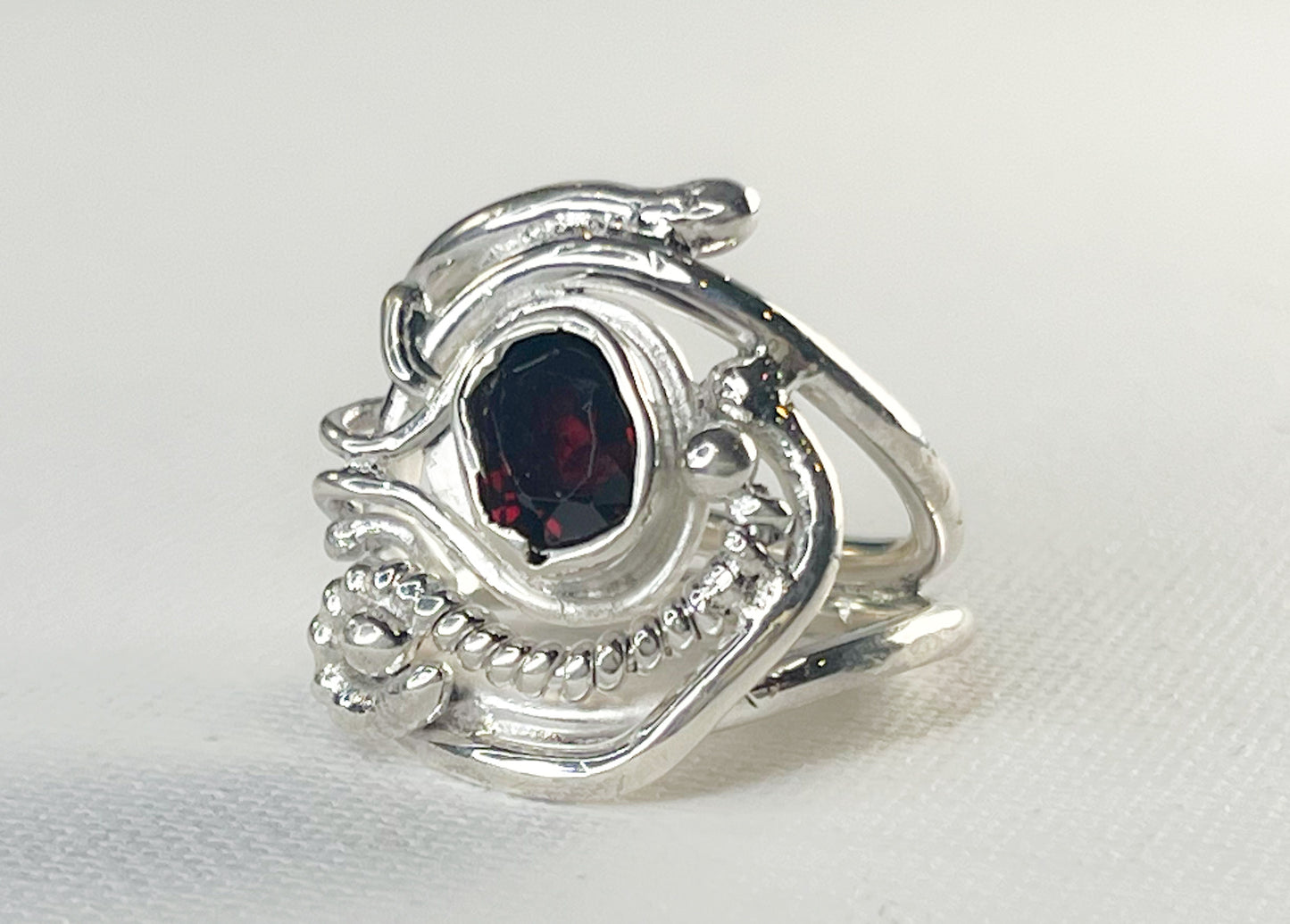 Sterling Silver Ring with Garnet