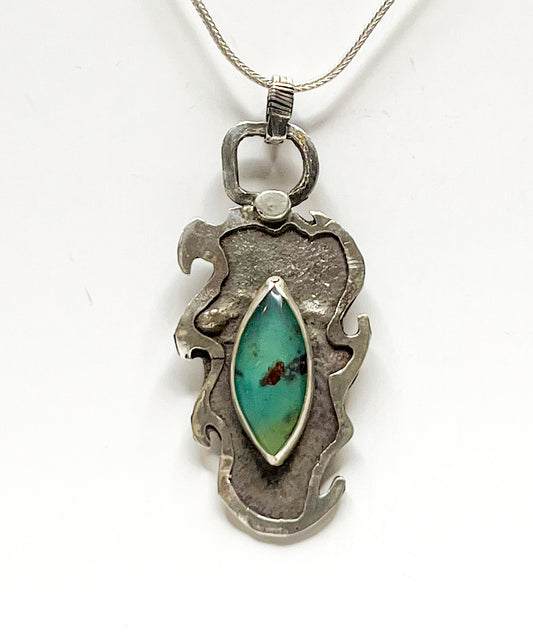 Sterling Silver Necklace with Peruvian Opal – Timeless Elegance and Natural Beauty