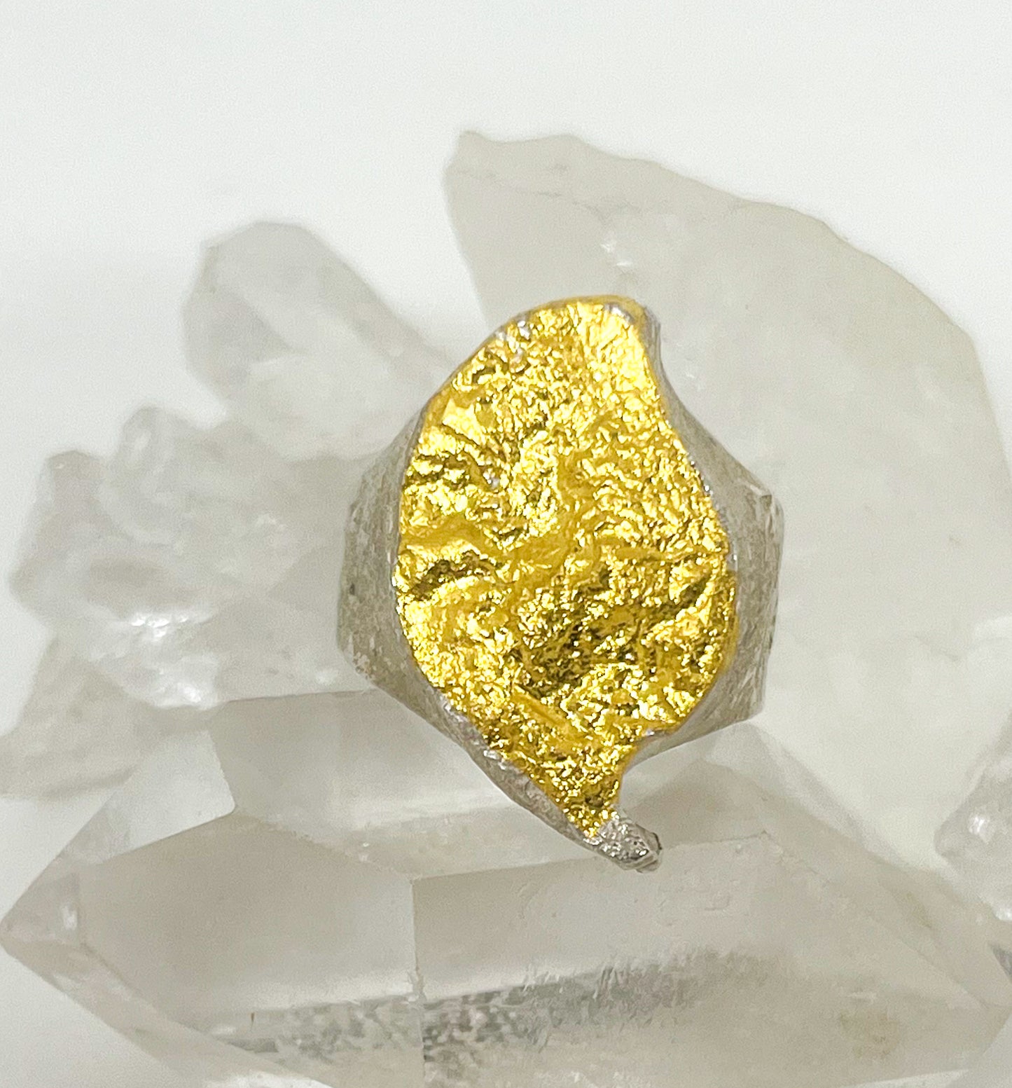 Mama Coca Leaf sterling silver ring with gold