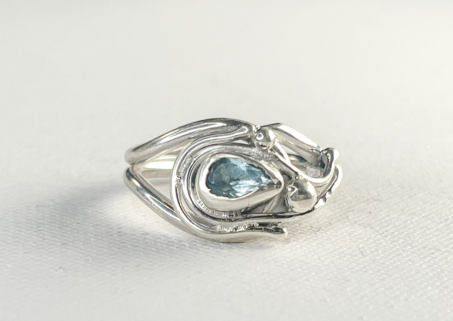 Sterling Silver Ring with blue topaz