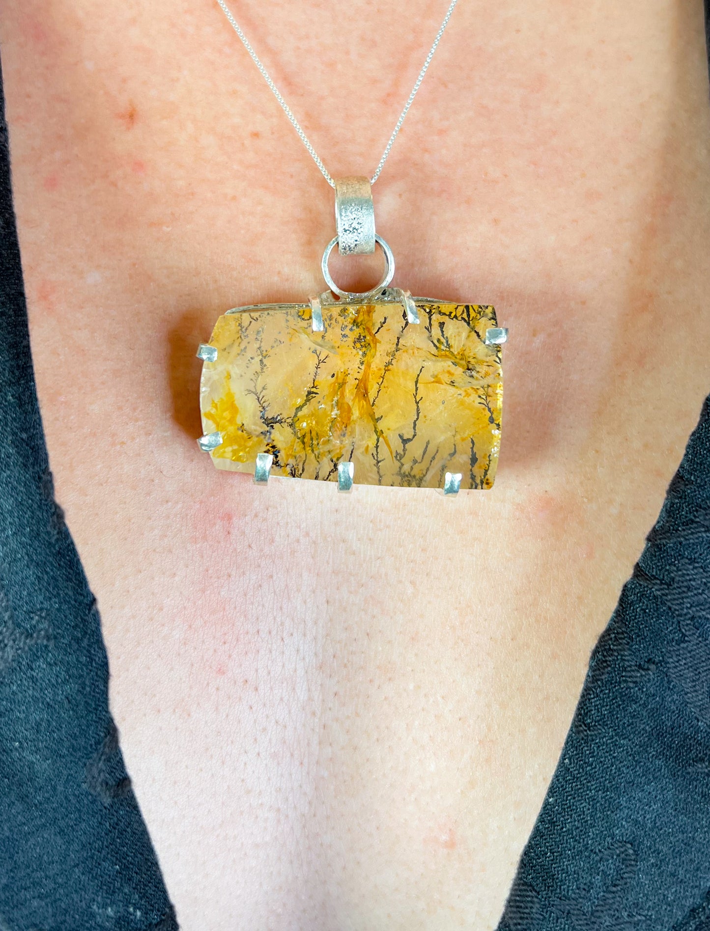 sterling silver Dendritic Quartz necklace