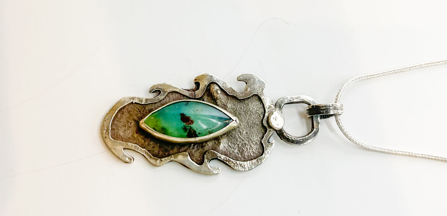 Sterling Silver Necklace with Peruvian Opal – Timeless Elegance and Natural Beauty