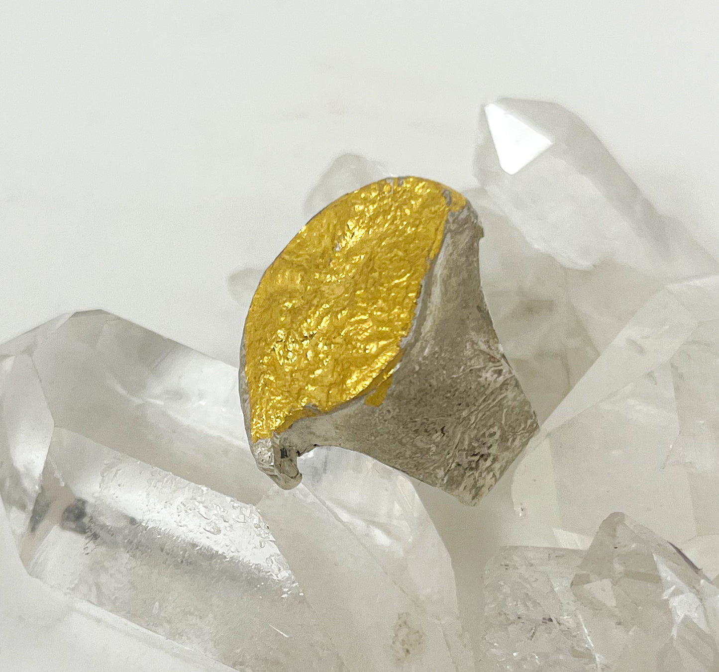 Mama Coca Leaf sterling silver ring with gold