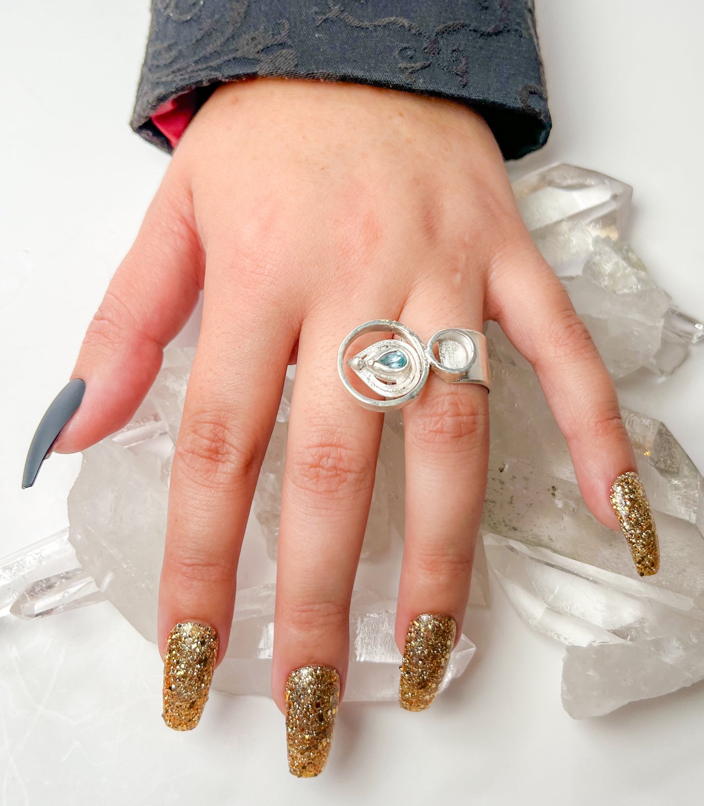 sterling silver ring with  Blue topaz  the pop collection