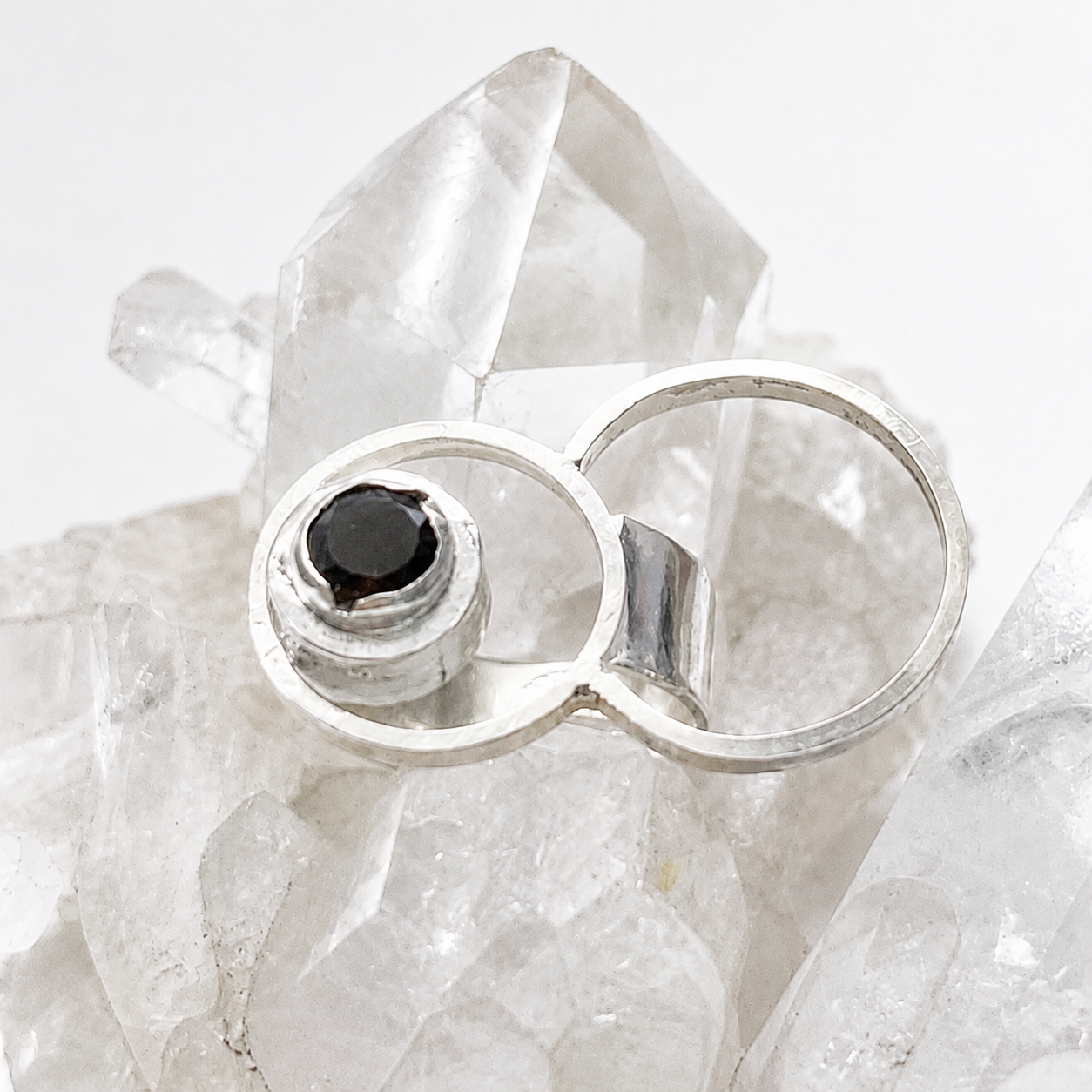 Smoky Quartz Pop Ring in Sterling Silver size 9