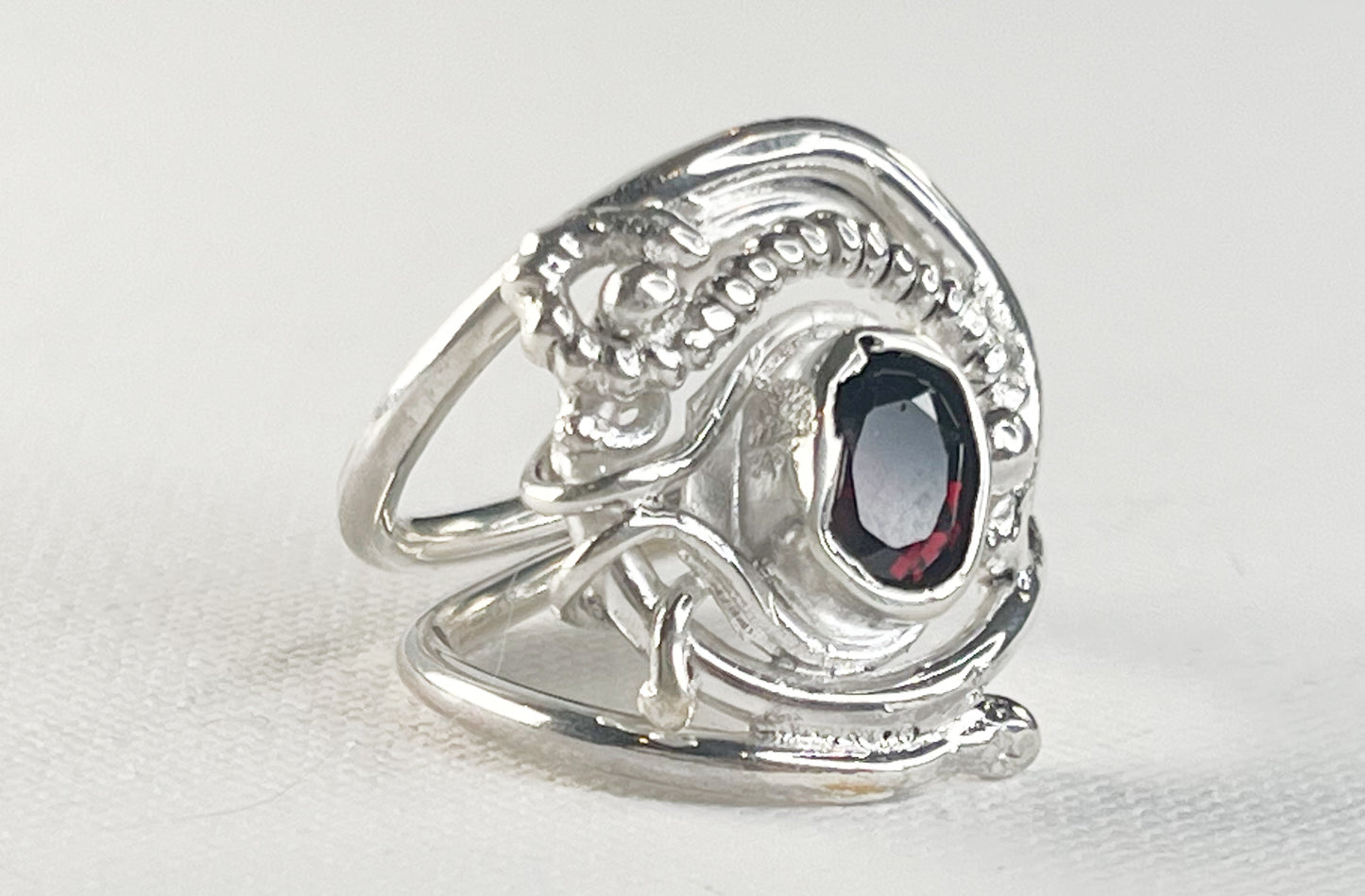 Sterling Silver Ring with Garnet