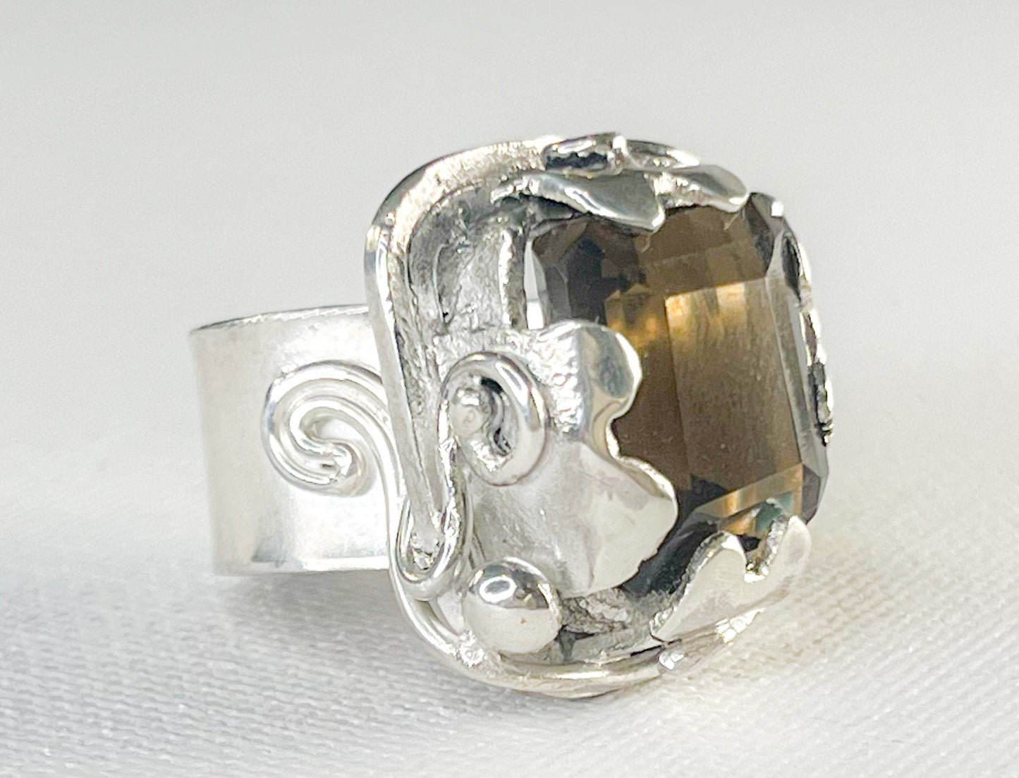 Sterling Silver Ring with Smoky Quartz
