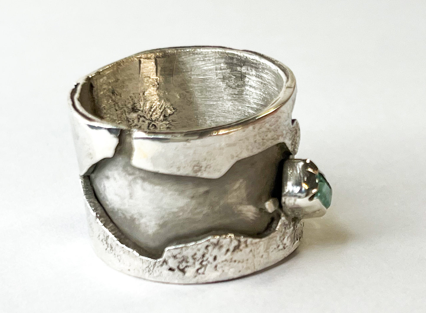 Natural Colombian Emerald silver ring