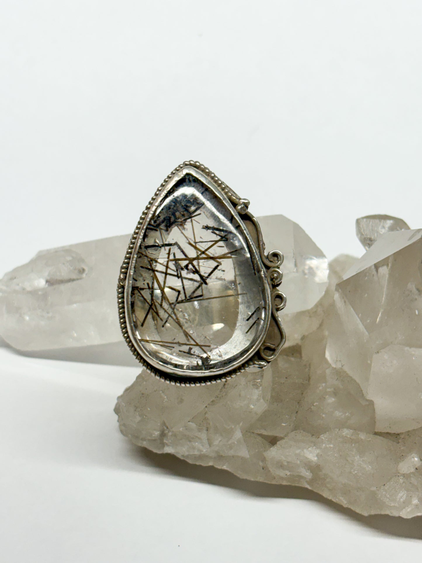 Sterling silver ring Rutilated Quartz