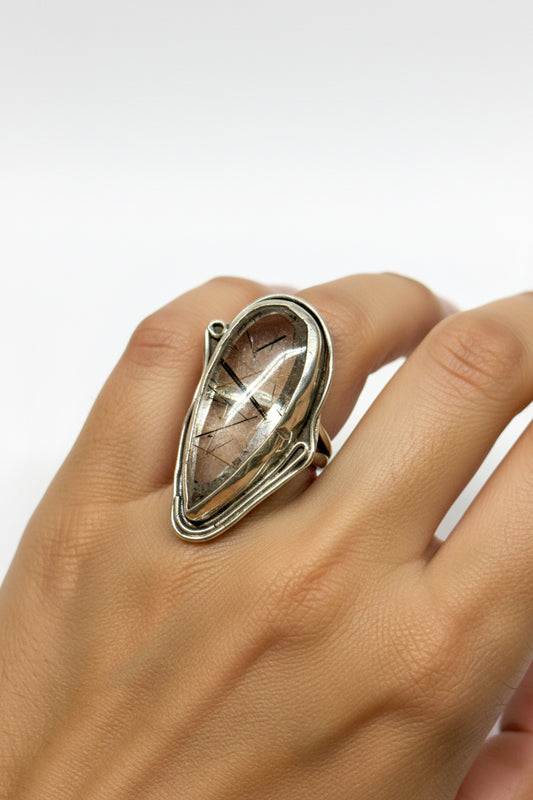 Sterling silver ring with Rutilated Quartz