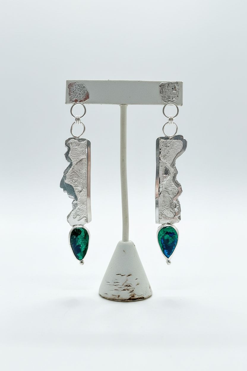 Azurite Sterling Silver Statement Earrings