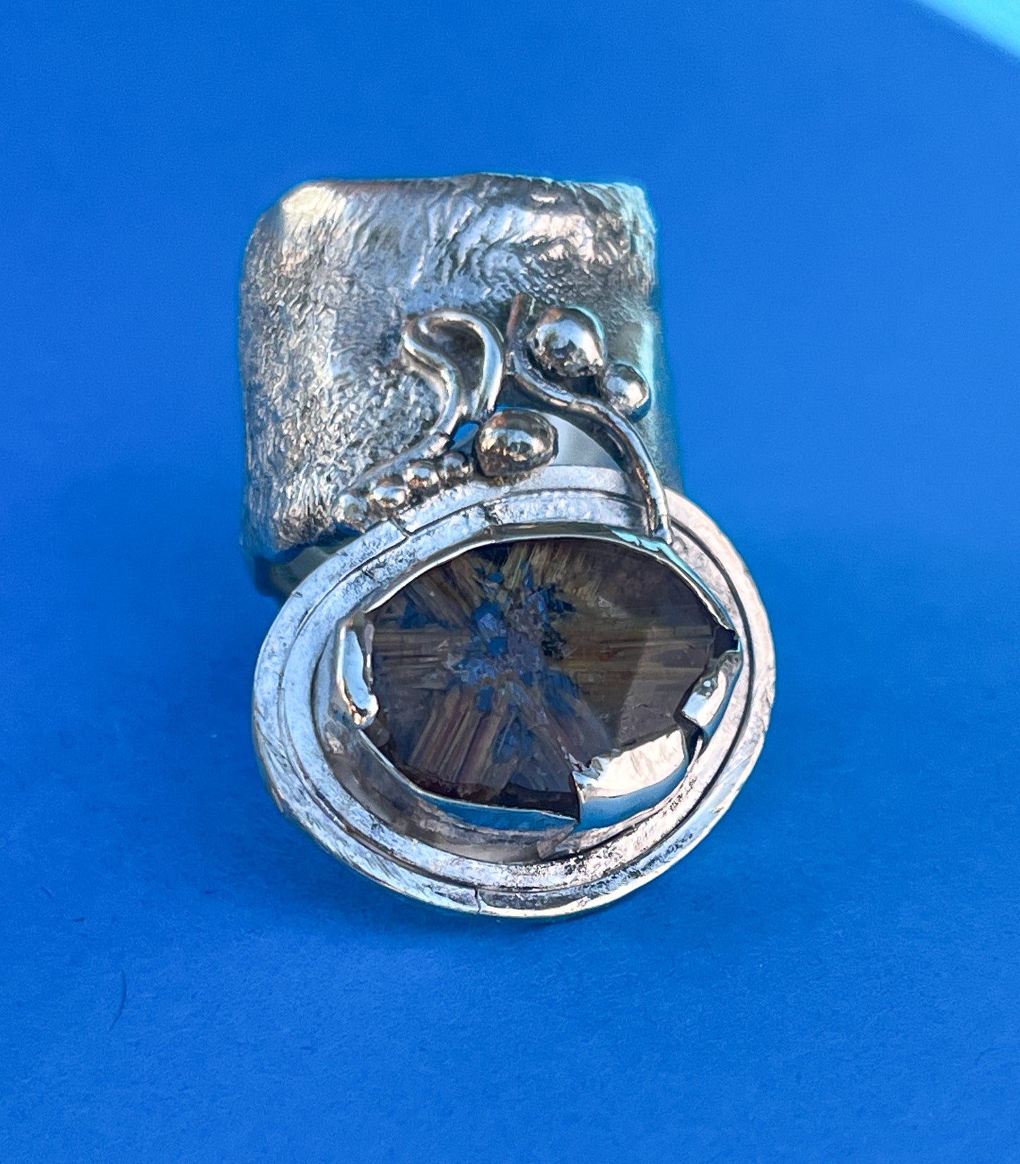 Sterling Silver ring with             Star Rutilated Quartz