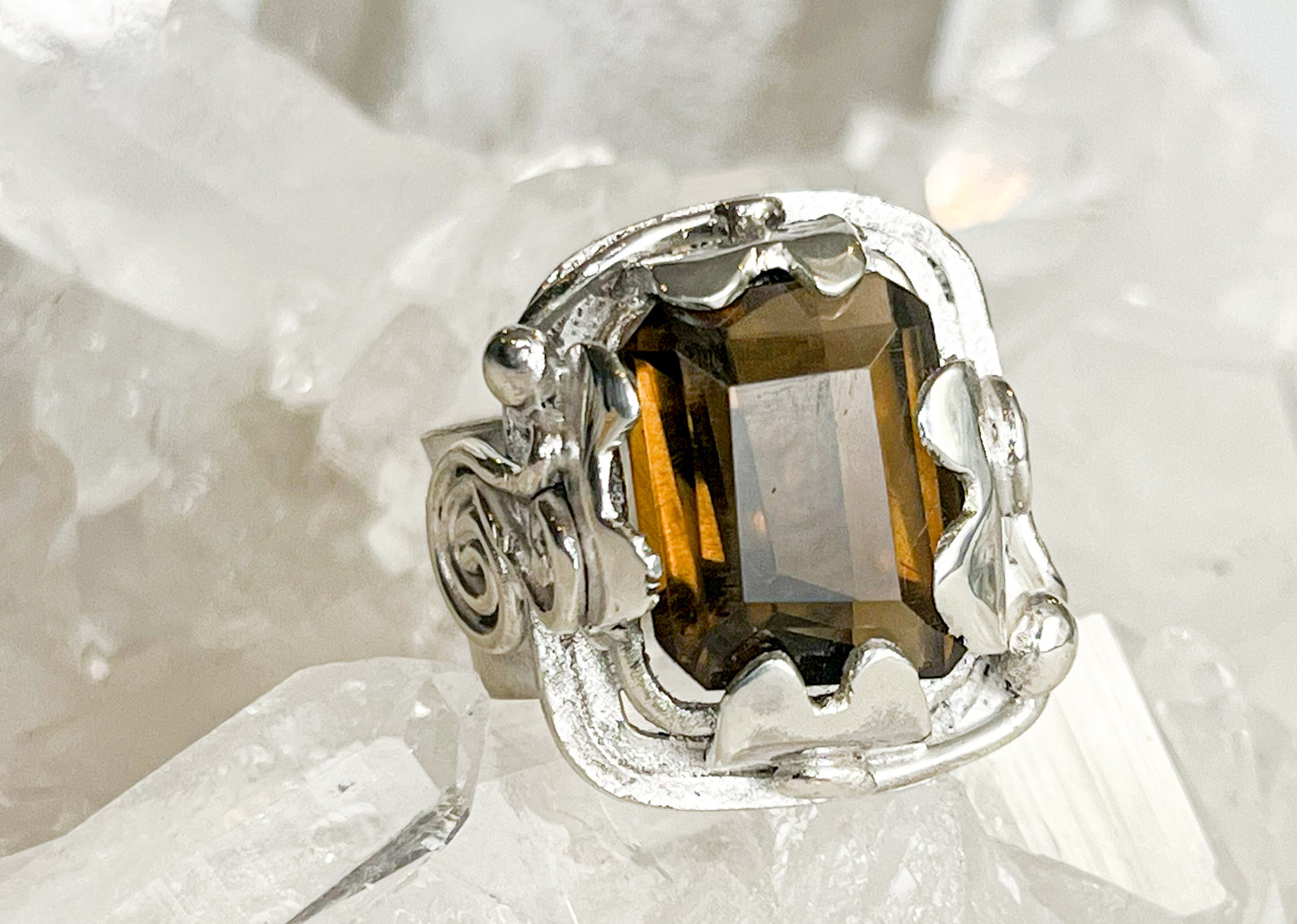 Silver Ring with Smoky Quartz