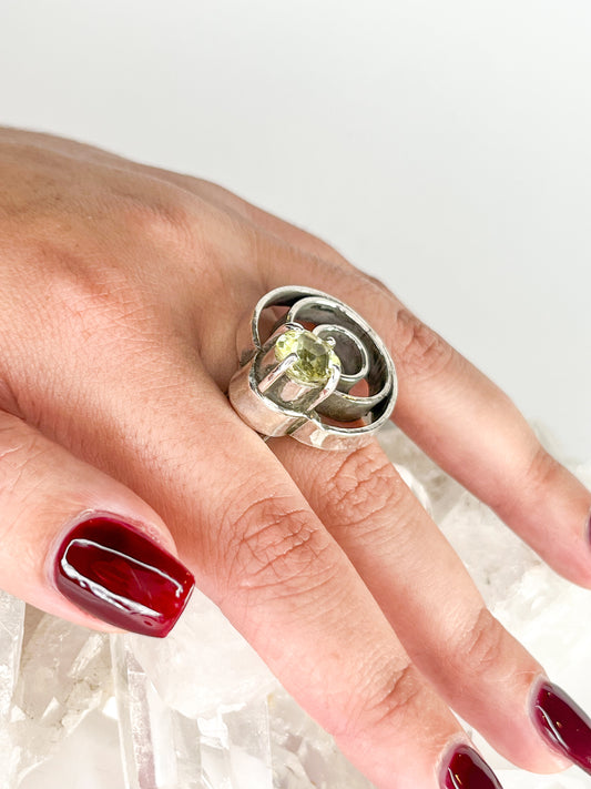 Pop Sterling silver ring with green gold citrine