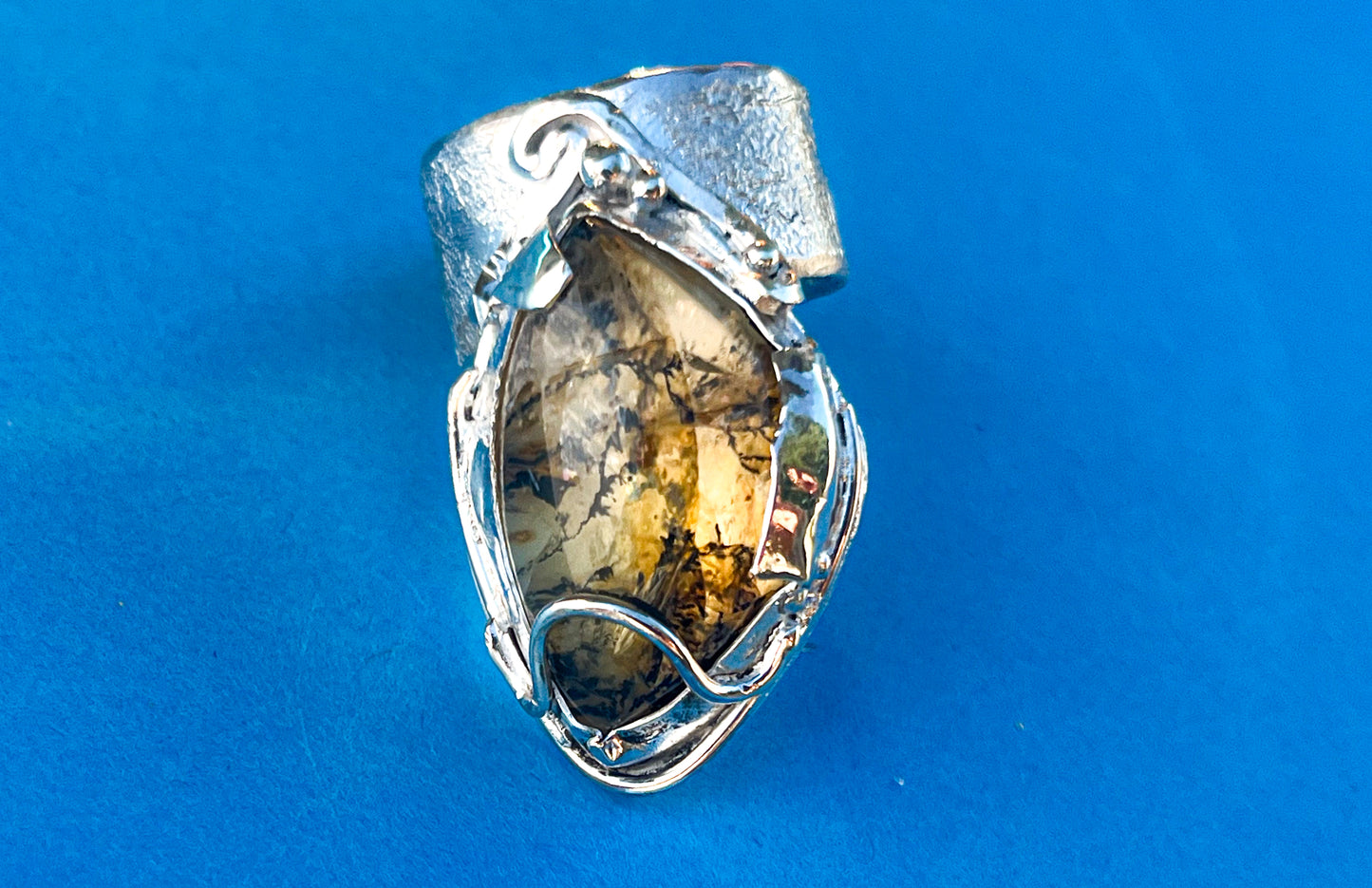 Sterling silver with             Dendritic Quartz