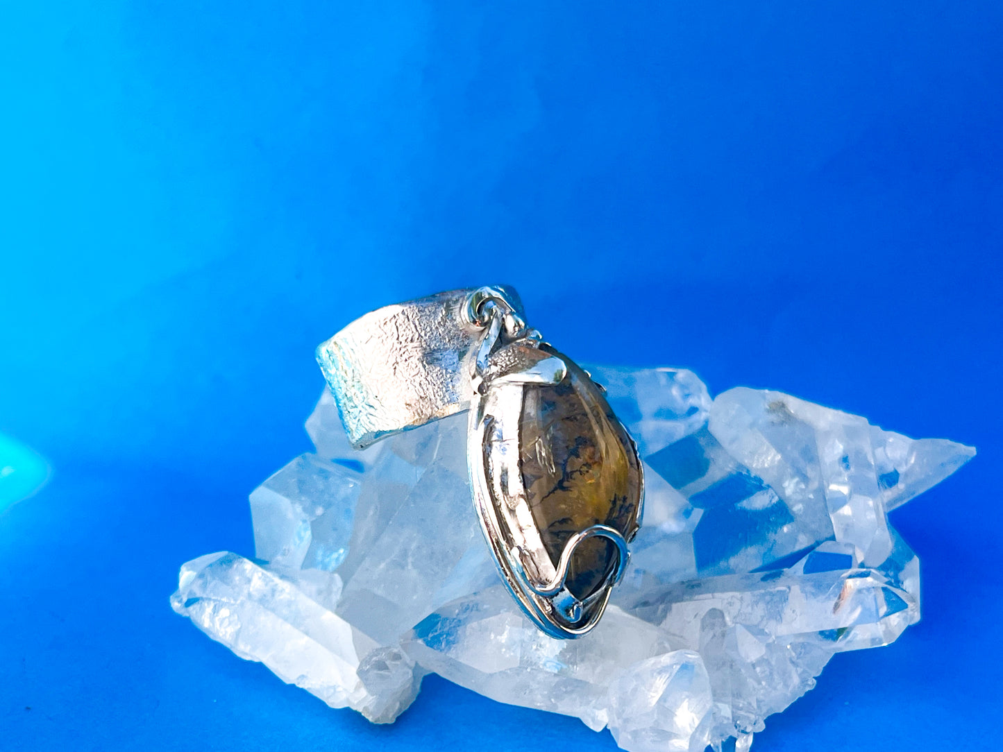 Sterling silver with             Dendritic Quartz