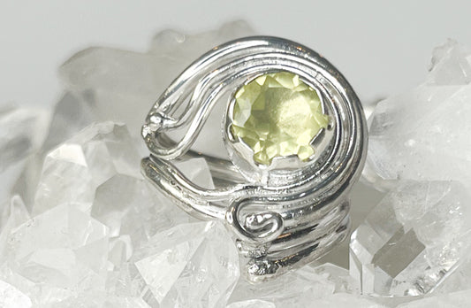 Silver ring with green amethyst