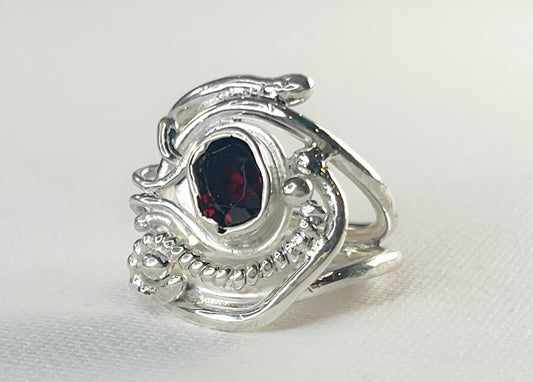 Silver Ring with Garnet