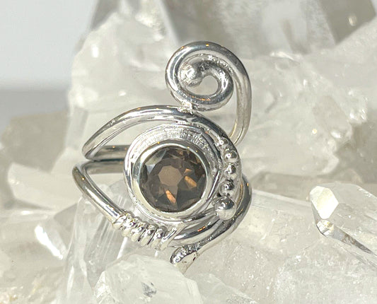 Silver ring with smoky Quartz