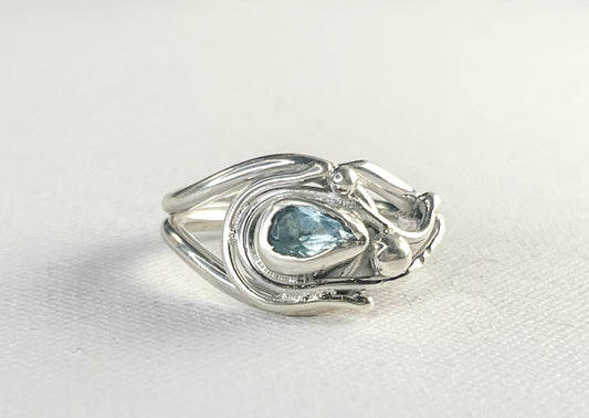 Silver Ring with blue topaz