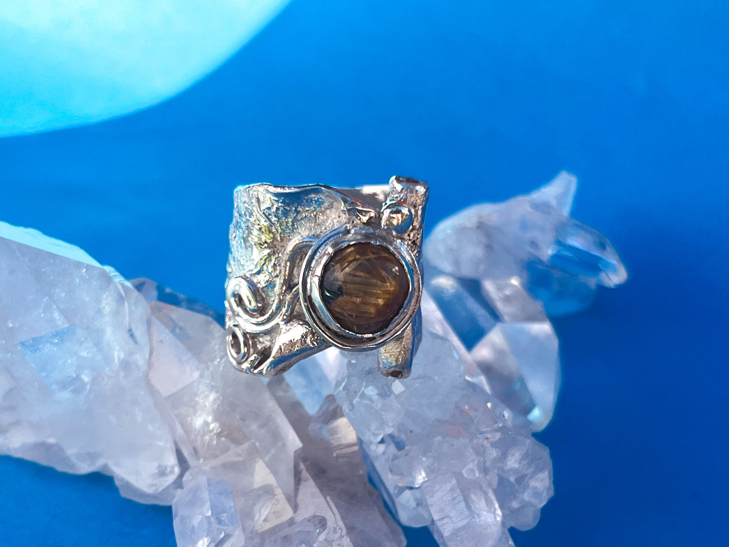 Sterling Silver with              Rutilated Quartz