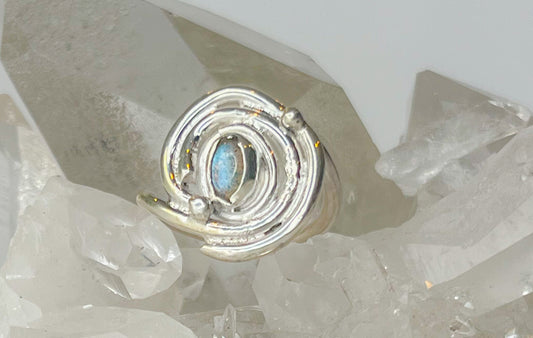 Silver ring with Labradorite