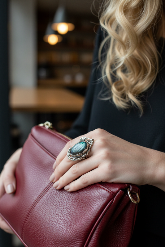 Sterling silver ring with a labradorite