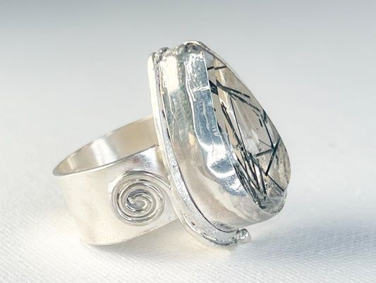 Silver Ring and Rutilated Quartz