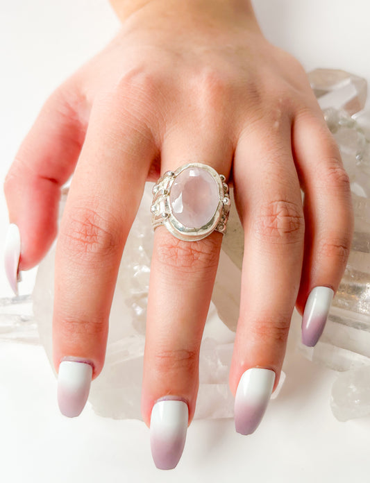 Sterling Silver Ring with Rose Quartz