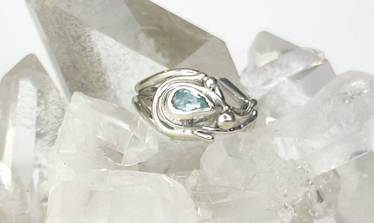 Silver Ring with blue topaz