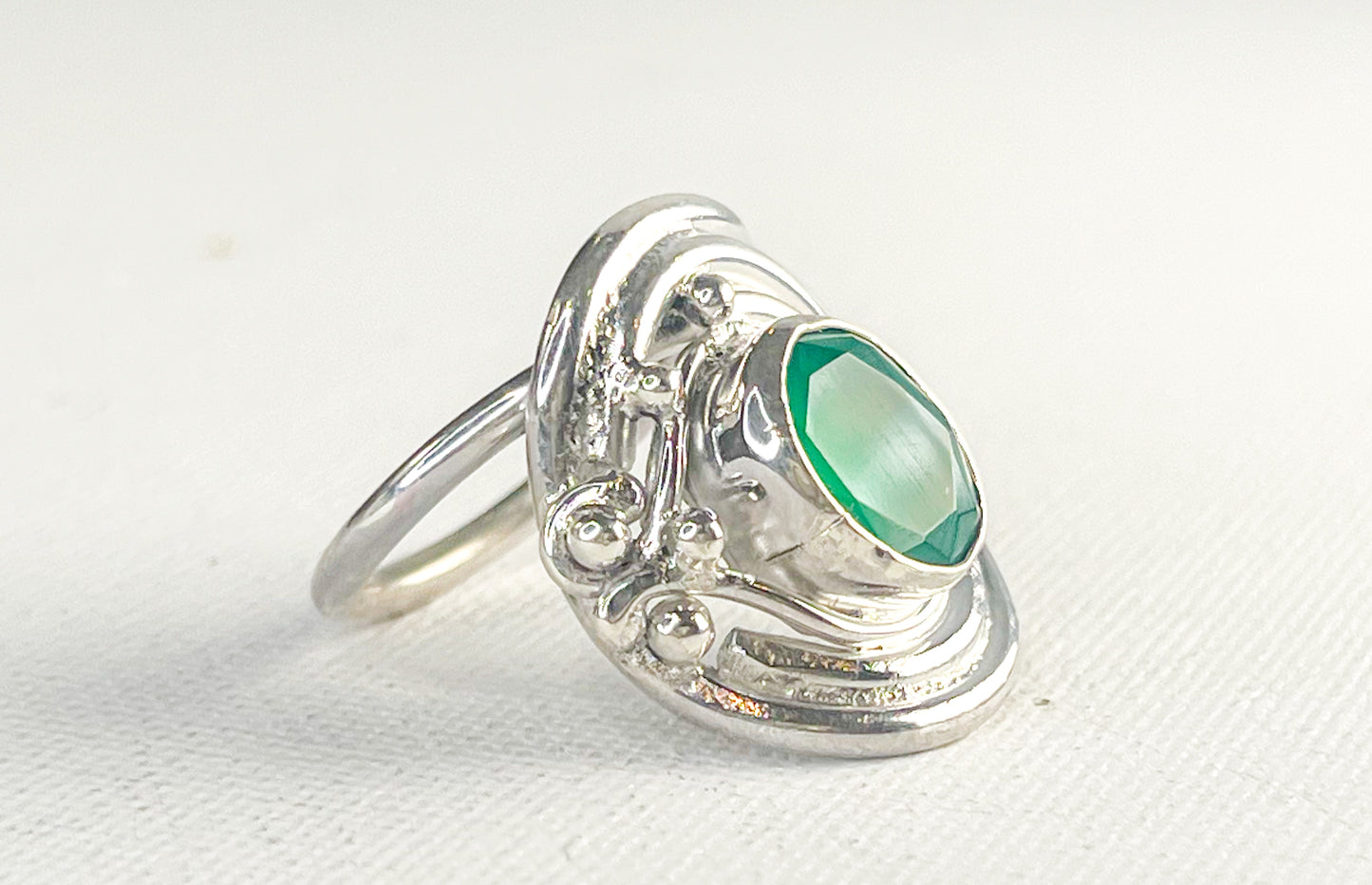 Sterling Silver Ring with Aventurine Crystal