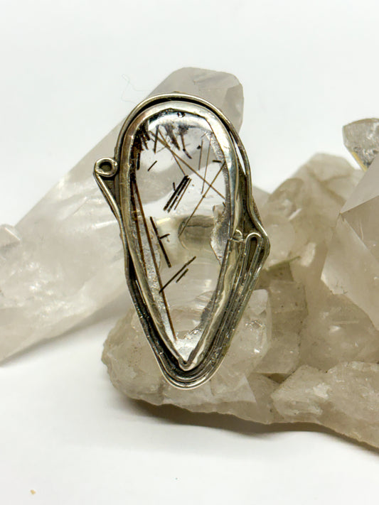 Sterling silver ring with Rutilated Quartz