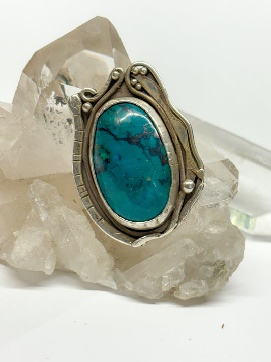 Sterling silver ring with Peruvian turquoise