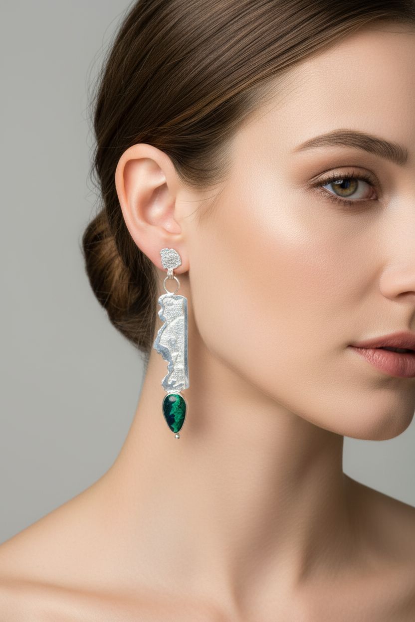 Azurite Sterling Silver Statement Earrings
