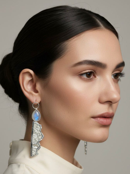 Moonstone Sterling Silver Statement Earrings