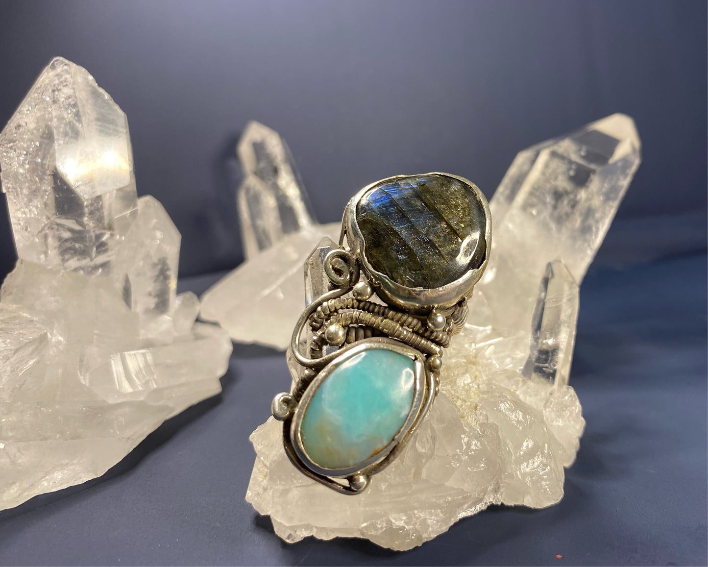 Labradorite & Amazonite Ring