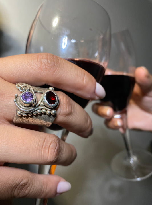 Garnet & Amethyst Ring